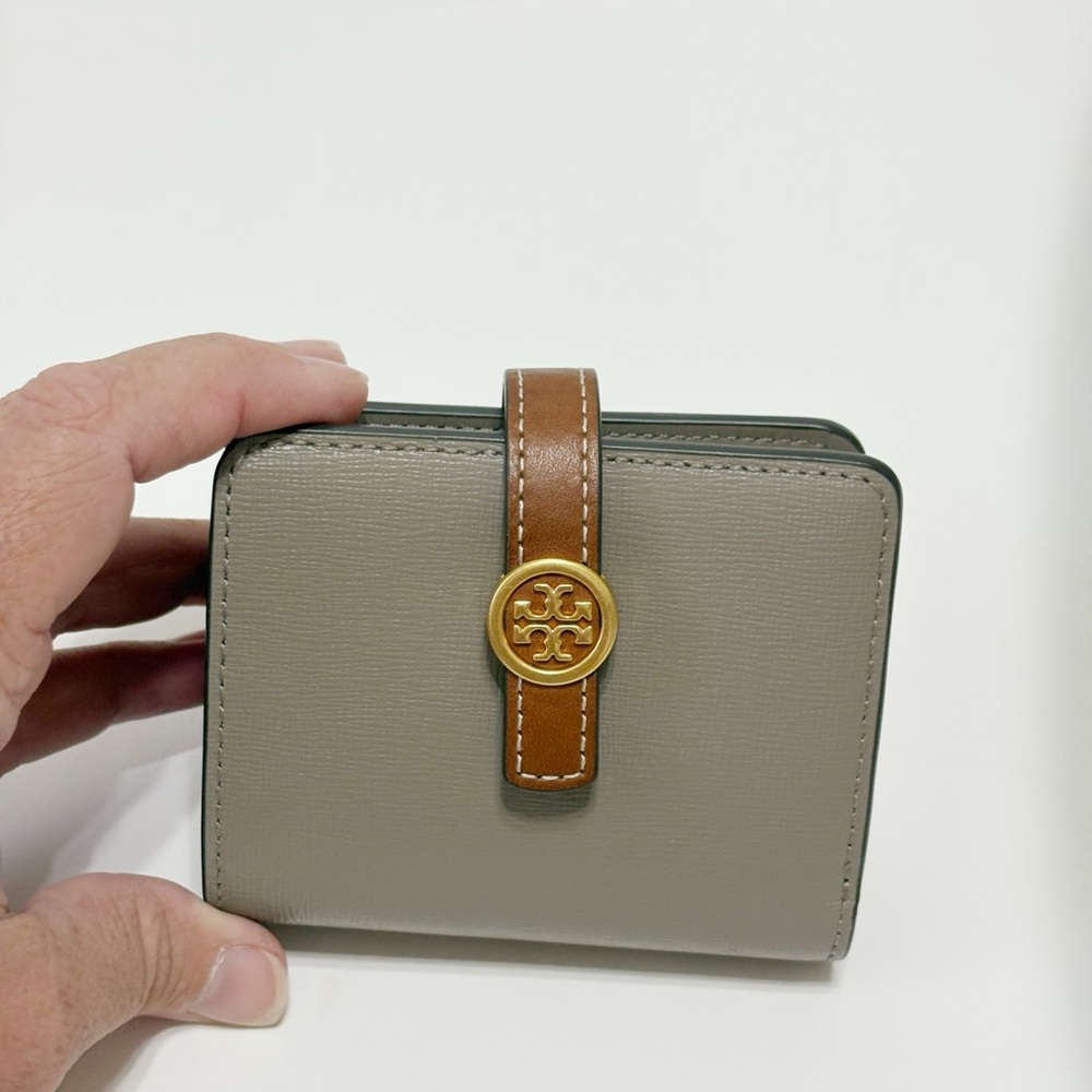 Tory Burch Taupe Wallet with Tan Strap